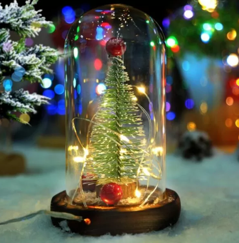 Новогодняя елка в колбе с LED подсветкой и шарами christmas decor USB 15 см (5ff33852) - фото 2