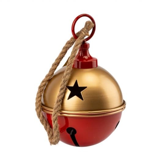 Игрушка на елку металлический колокольчик 25х16 см Красно-золотой (150-81-6033-006)