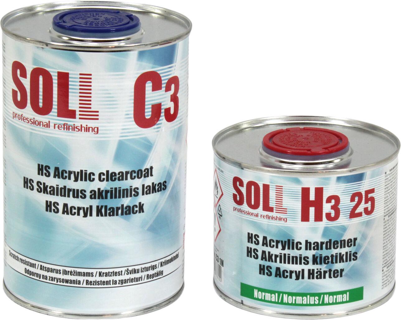 Лак акриловый SOLL HS C3 1 л/отвердитель H3 10 C3 1N 2:1 0,5 л (0102528) Лак акриловый SOLL HS C3 1 л/отвердитель H3 10 C3 1N 2:1 0,5 л (0102528)