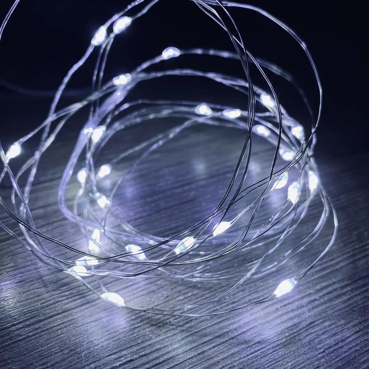 Гирлянда Роса от USB и батареек 10 м Белый (1054)
