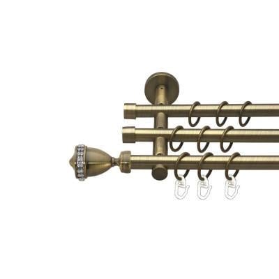 Карниз трубчатый трехрядный Orvit Этерния 16/16/16 мм цилиндр 160 см Антик (009-1907)