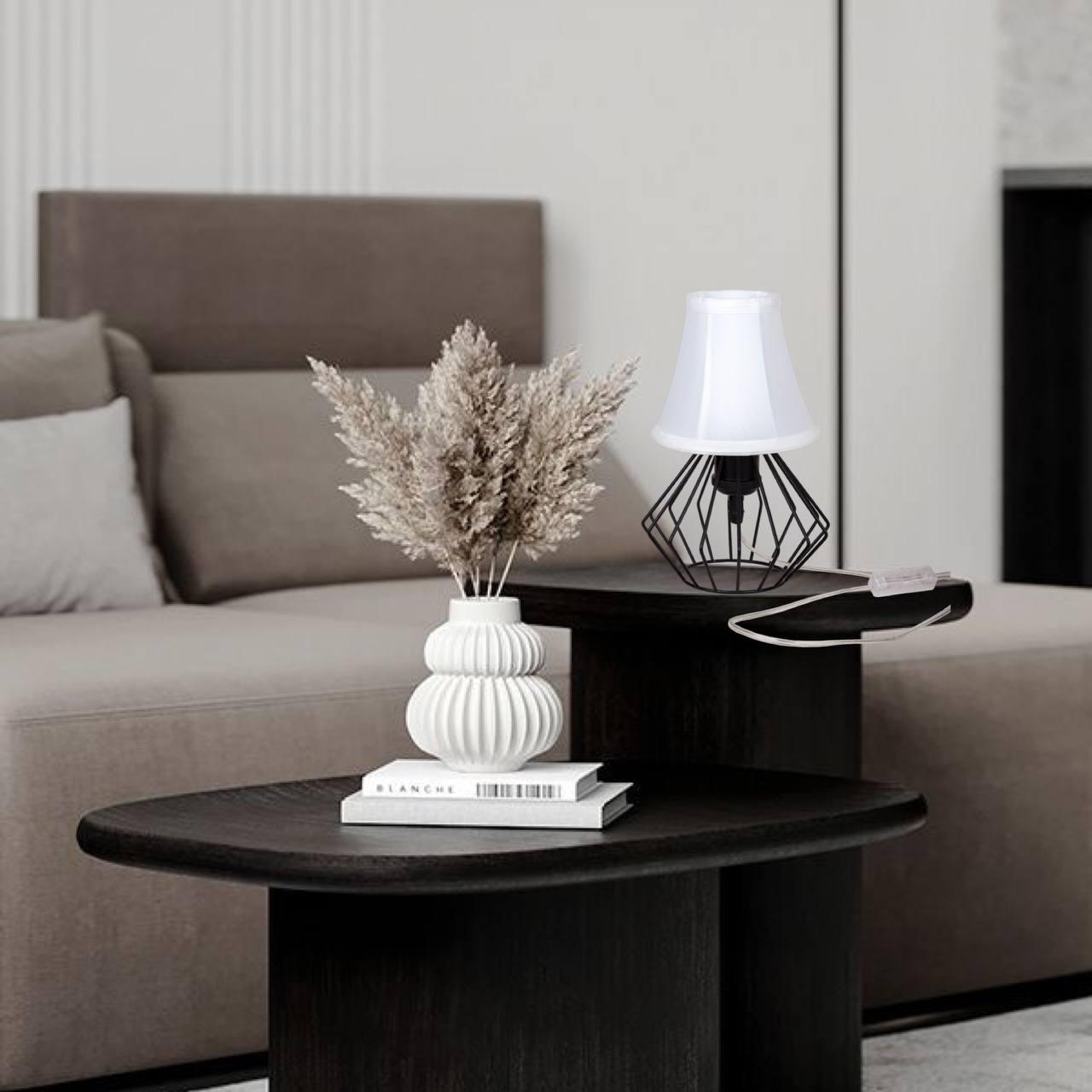 Лампа/нічник настільна з абажуром Білий (56-T108F01 BK+WH) - фото 2