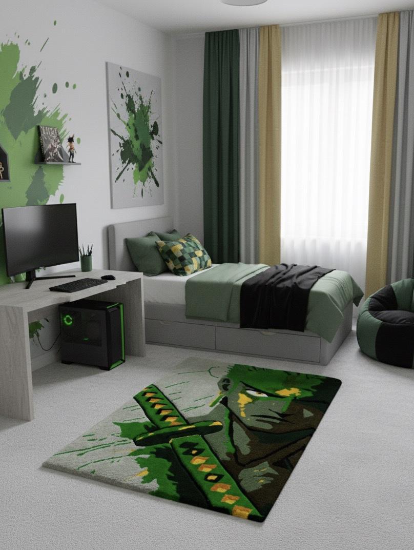 Килим Зоро ручної роботи гіпоалергенний 96х64 см Зелений (30059994) - фото 4