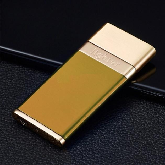 Зажигалка SUNROZ DK-110 Ultra Thin портативная электронная аккумуляторная USB Золотистый (SUN4214)