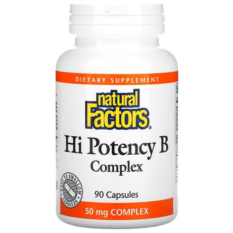 В комплексе Natural Factors Hi Potency B Complex 90 капс. (000017791)