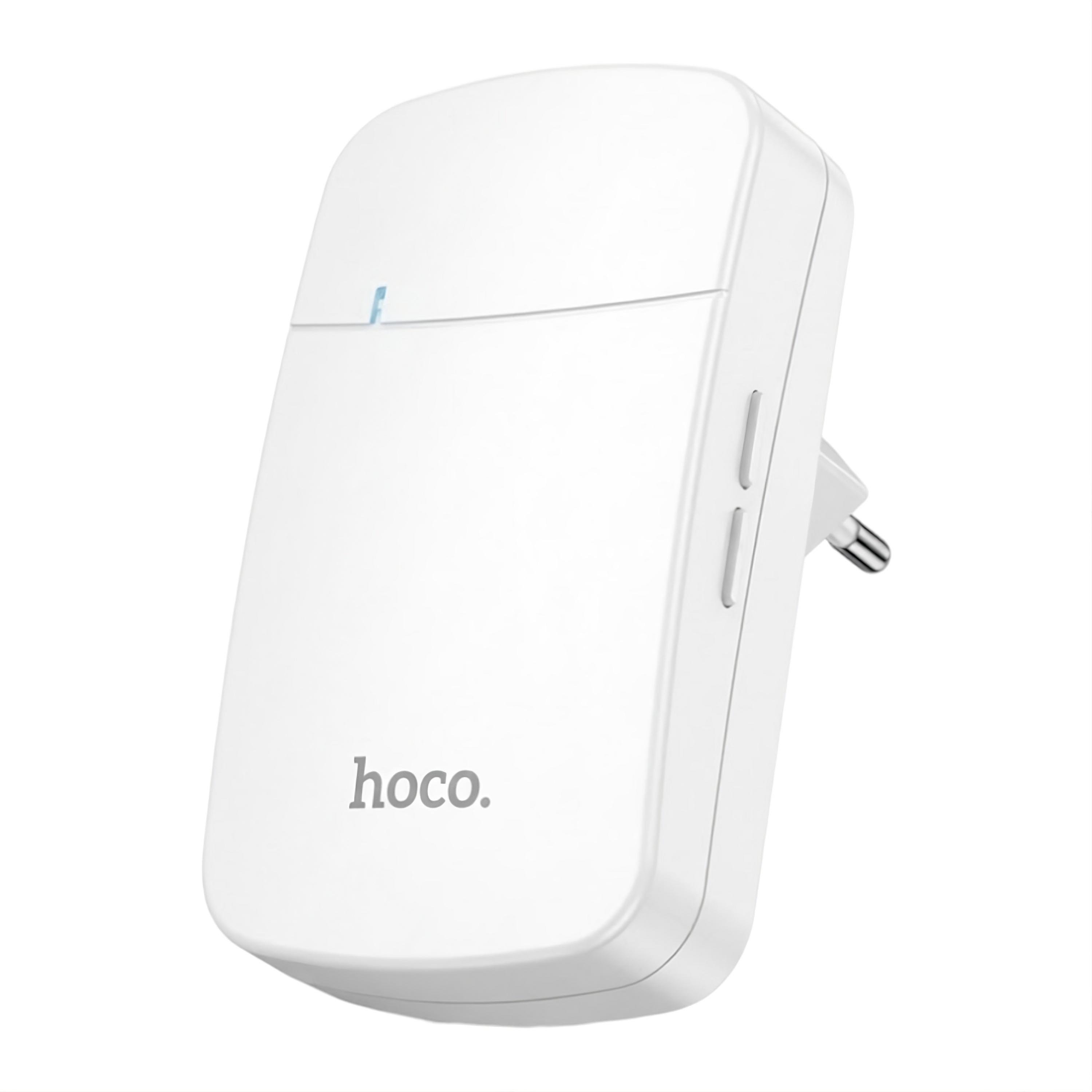 Дзвінок дверний бездротовий Hoco HI26 до 150 м 38 мелодій регульована гучність ABS-пластик Білий (31232143)