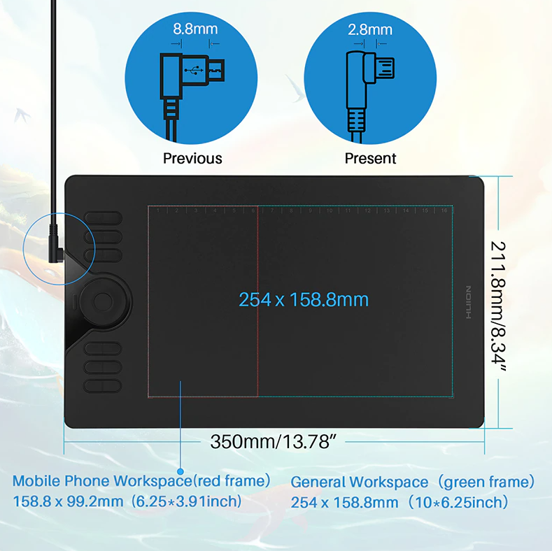 Графический планшет Huion HS610 для рисования - фото 6