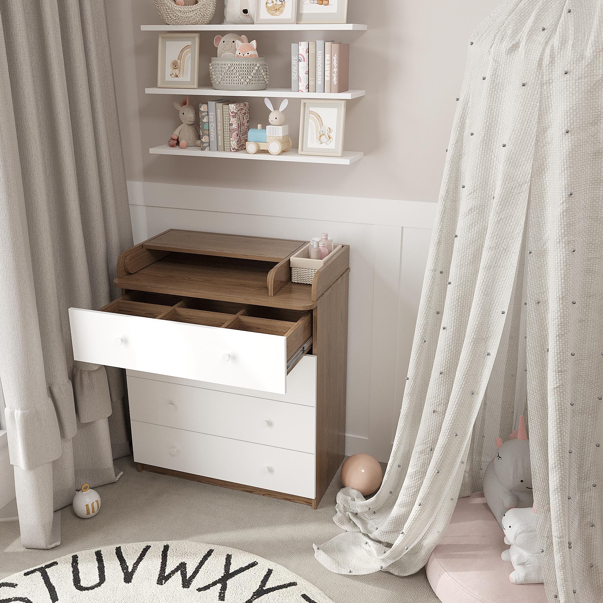 Комод пеленальный с ящиками КМ-2-П дет 955х800х420 мм Дуб Родос/Белый