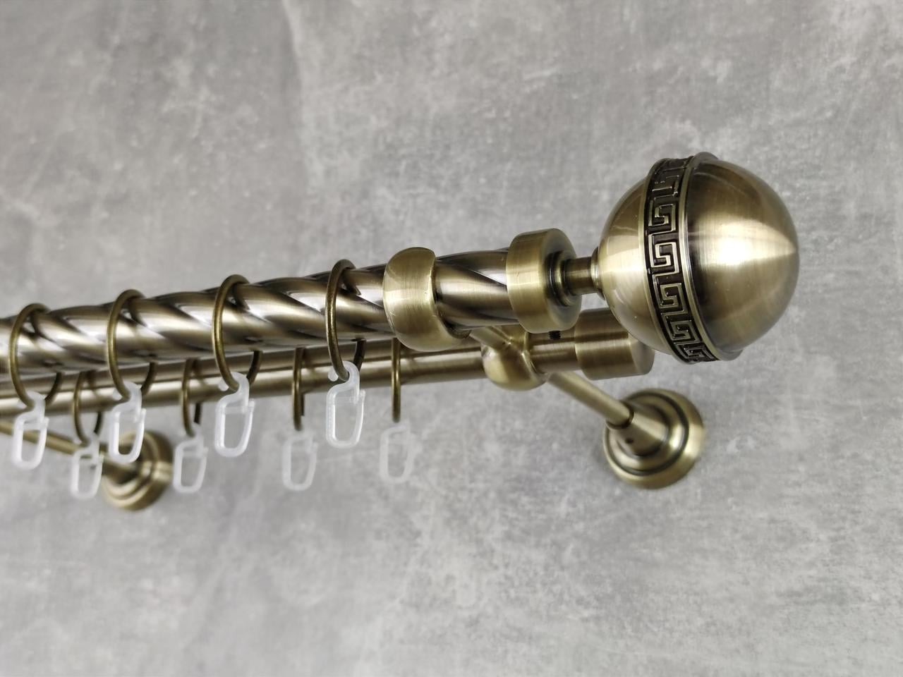 Карниз MStyle металлический для штор двухрядный Таврика 25/19 мм крученый 400 см Антик (5012597)