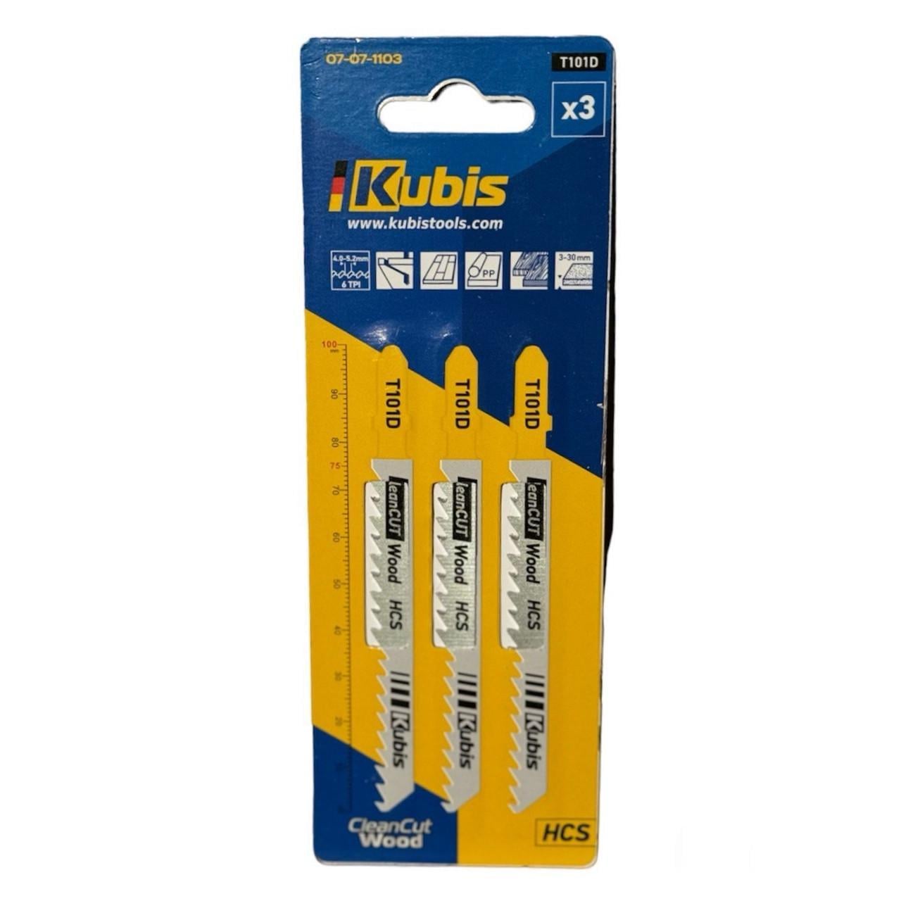 Пиляльне полотно для лобзика Kubis T101D 3 шт. (07-07-1103)