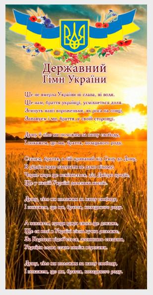 Стенд для учебных заведений "Державний Гімн України" из ПВХ 500х250 мм (SU 0002)