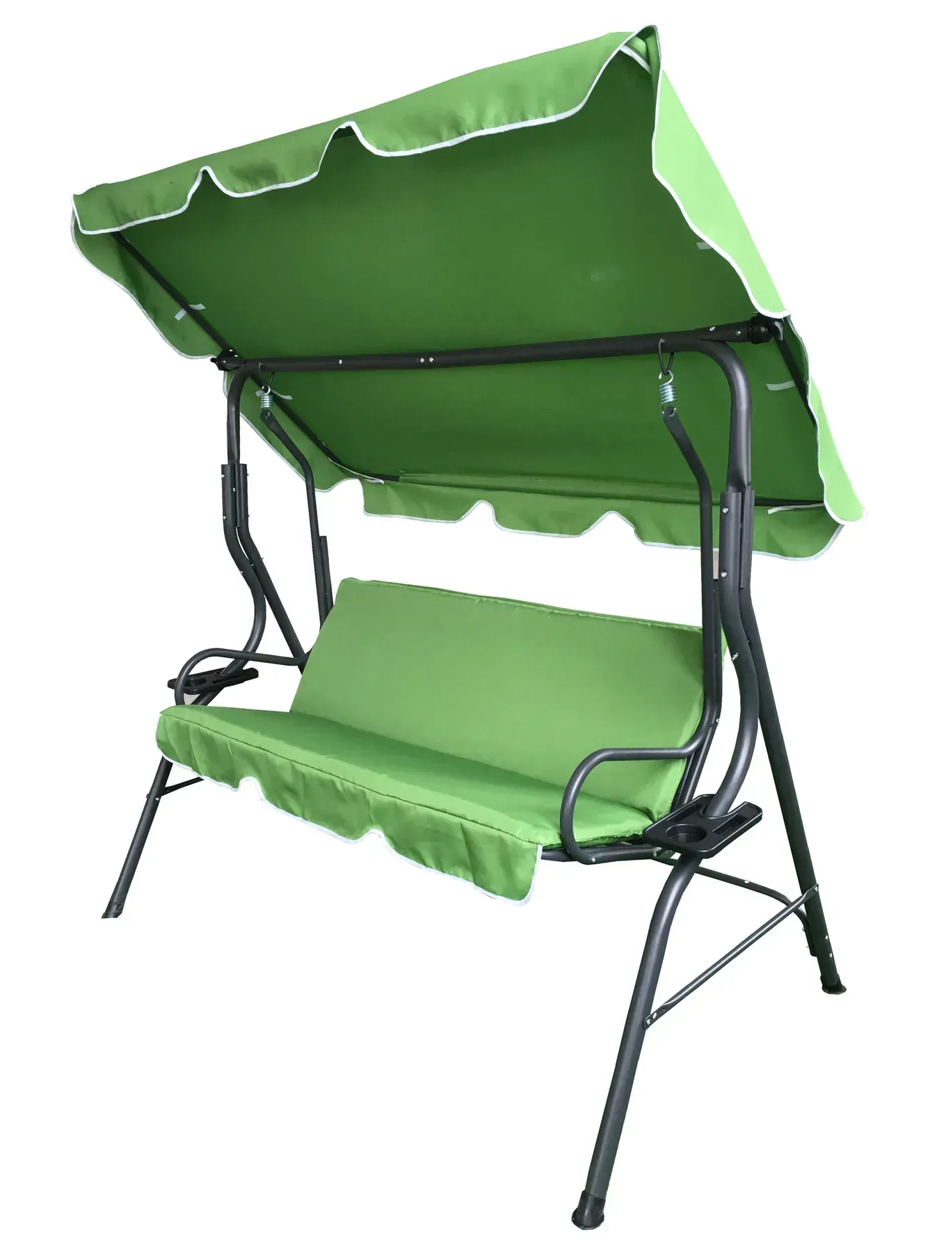 Качеля садовая трехместная VOLSO VS 0742 с подстаканниками и навесом 170х110х153 см Зеленый Качеля садовая трехместная VOLSO VS 0742 с подстаканниками и навесом 170х110х153 см Зеленый