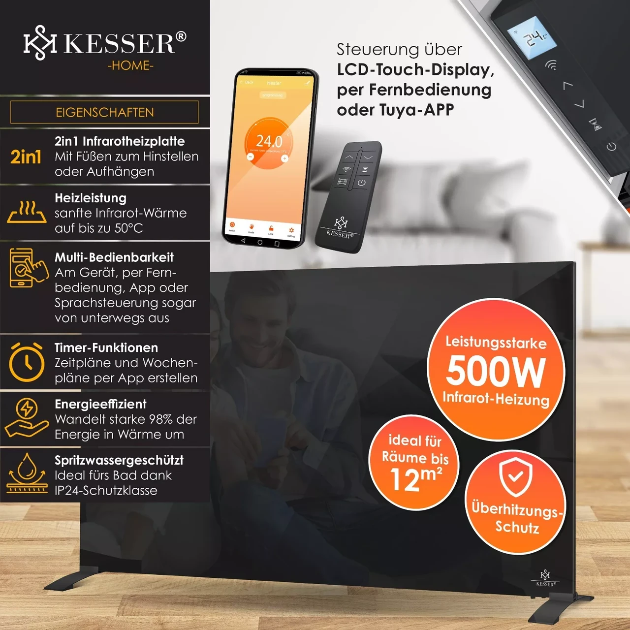 Инфракрасный обогреватель KESSER 50°C 500 Вт (225852401880sc-500) - фото 10 Инфракрасный обогреватель KESSER 50°C 500 Вт (225852401880sc-500) - фото 10