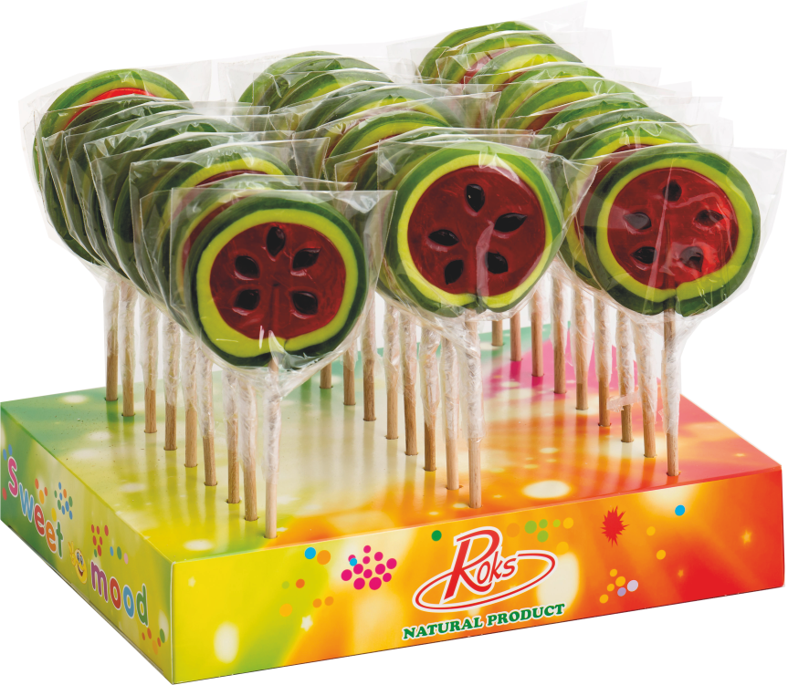 Леденцы Roks Арбуз 50 г 27 шт. 1,350 кг дисплей 50 мм (45)