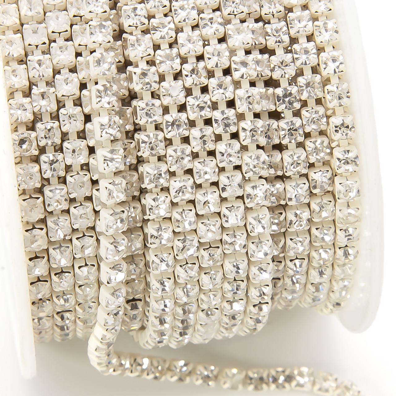 Цепь стразовая SS10 2,8 мм 1 м Crystal white (ЦС1003б01)