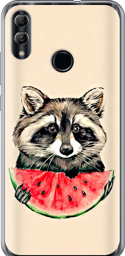 Чехол на Huawei Honor 10 Lite Енотик с арбузом (4605t-1618-42517)