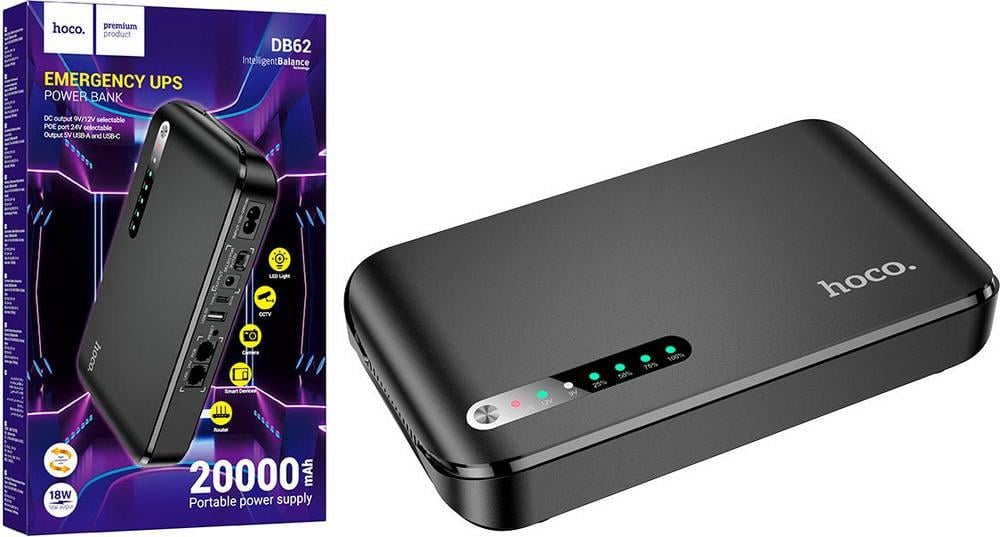 Зовнішній акумулятор UPS для Роутера Hoco DB62 20000mAh Black (39643)
