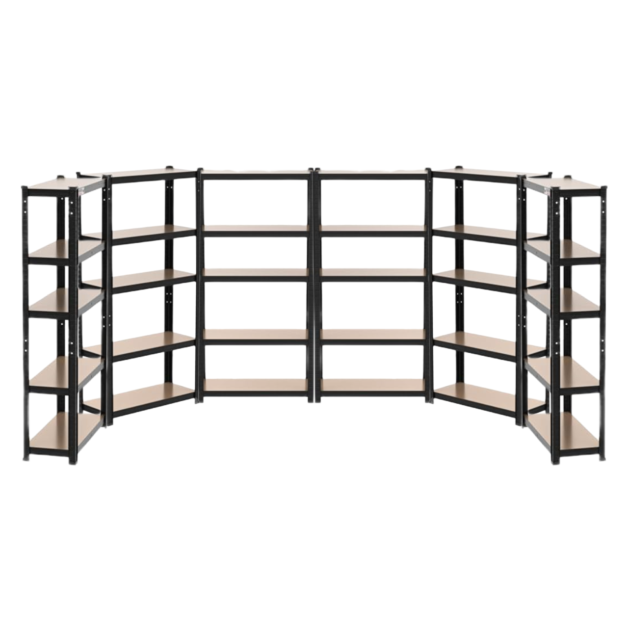 Стеллаж металлический 6 секции 30 полок МДФ до 175 кг на полку 180х540х40 см Черный (2326020573)