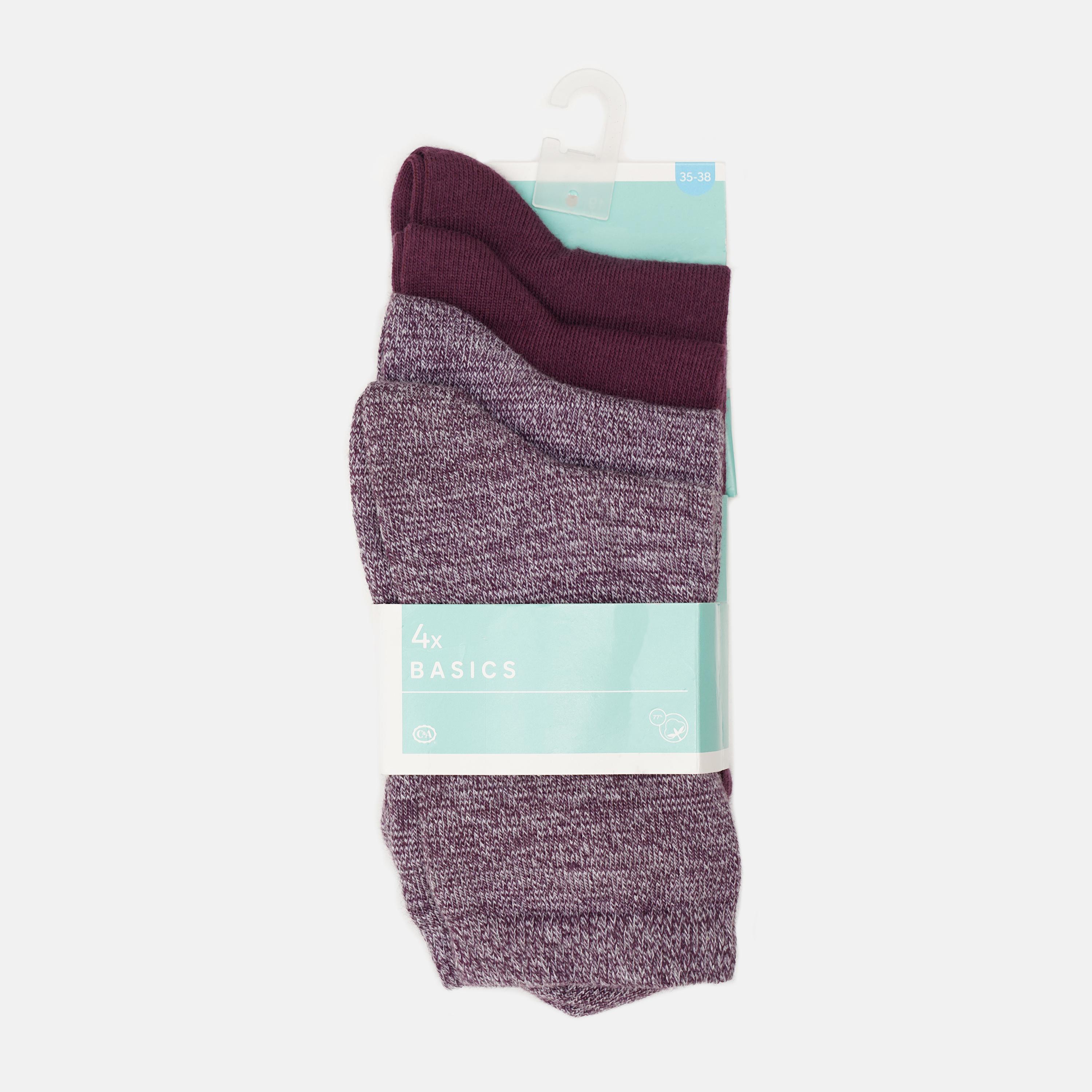 Носки C&A 4 пары р. 39-42 Бордовый меланж (2252064700601)