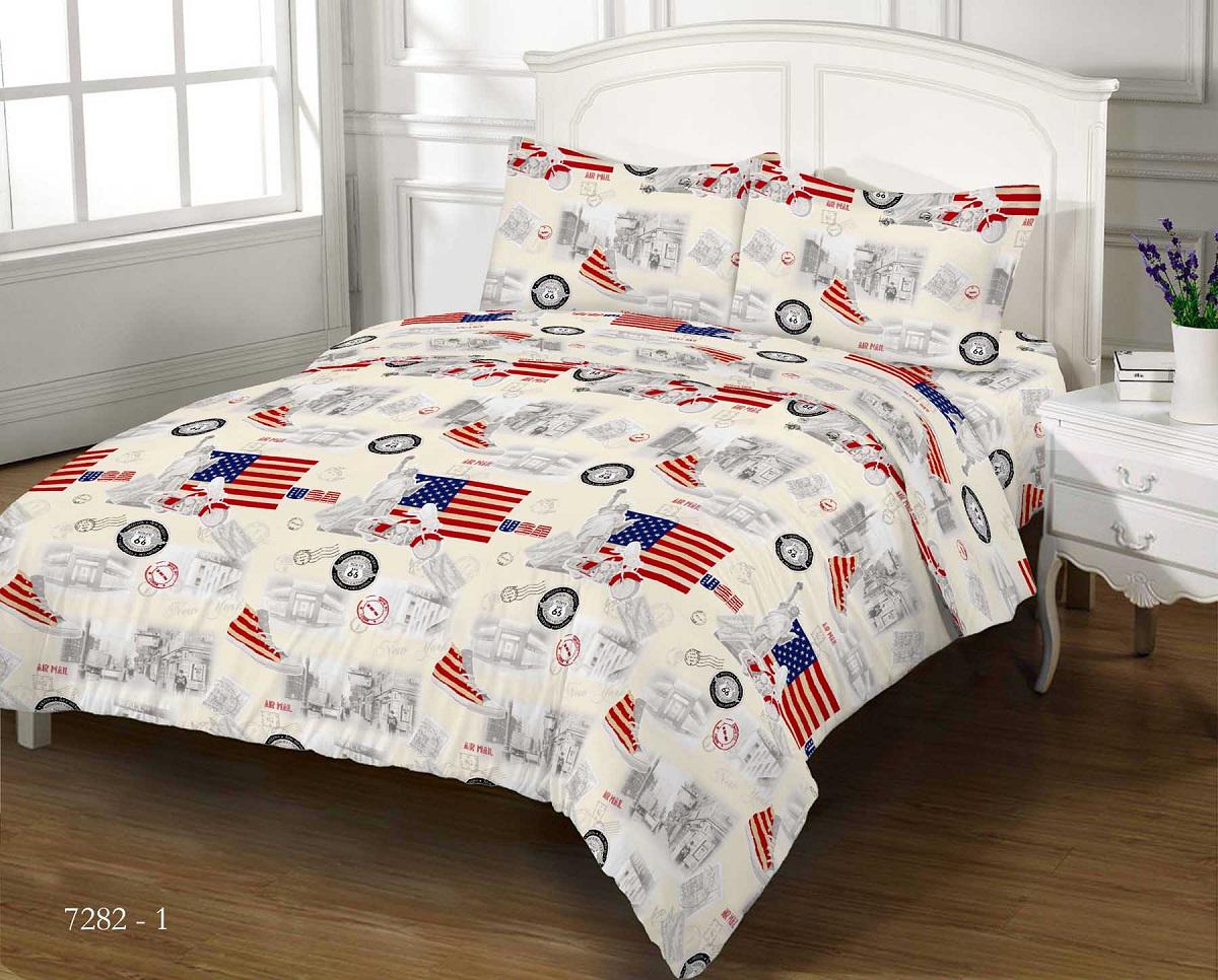 Комплект постельного белья Zastelli 7282-1 GOLD USA бязь двуспальное 175х210 Серый