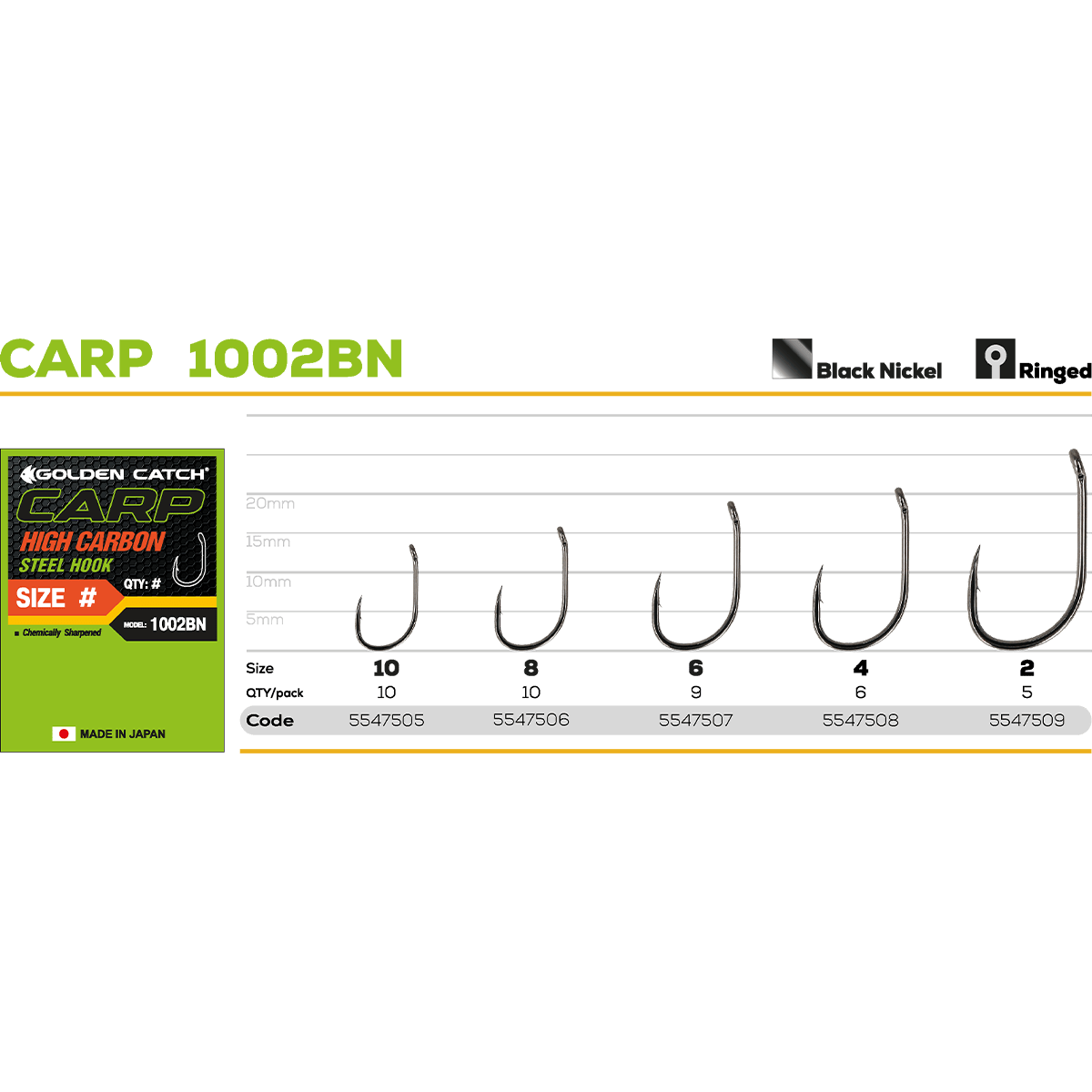 Гачки для риболовлі Golden Catch Carp 1002BN №6 (1861092138) - фото 2