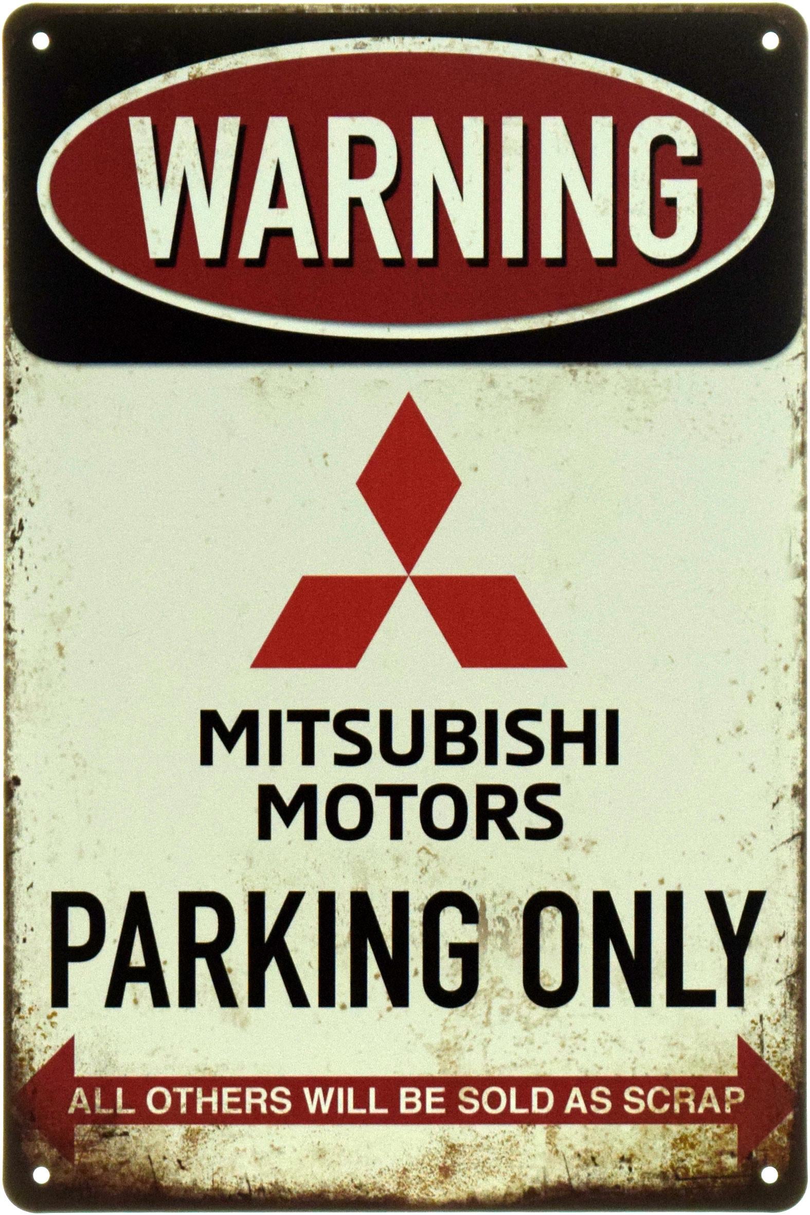 Табличка металлическая "Warning Mitsubishi Parking Only" 20x30 см (ms-104394)