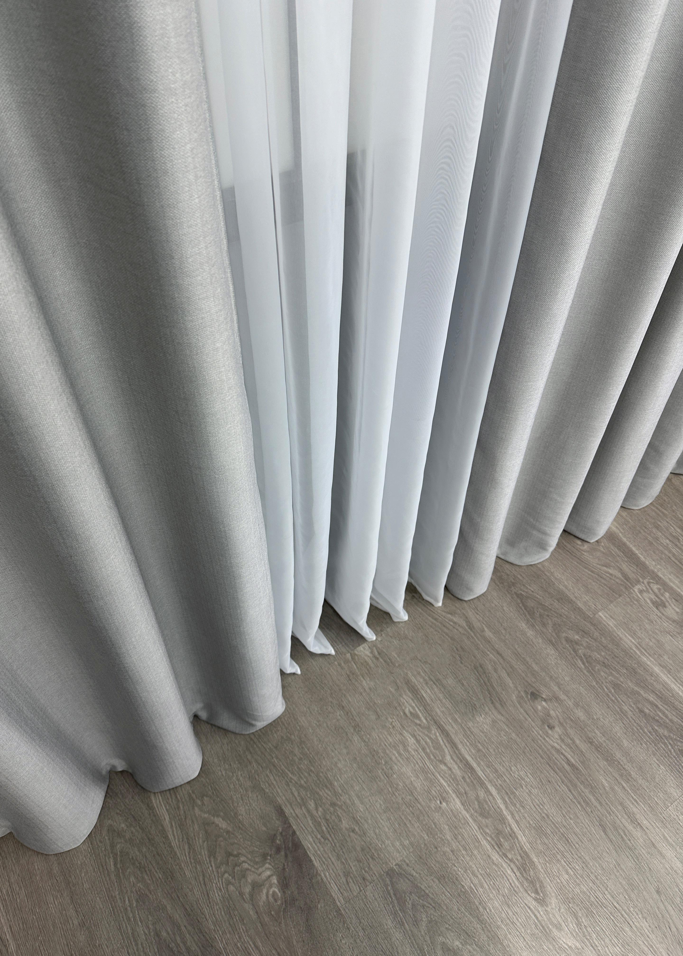 Комплект штор на люверсах VR-Textil Шенил однотонный № 1689ш 150х250 см 2 шт. Светло-серый (37-0244) - фото 10