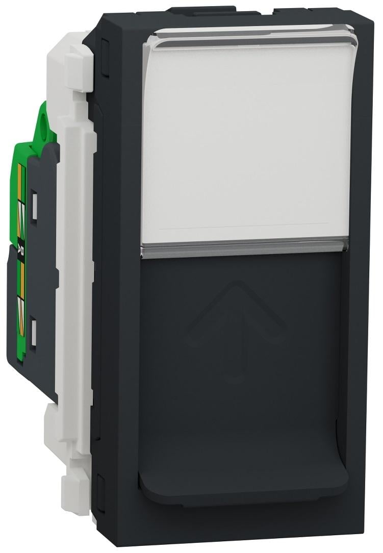 Розетка компьютерная Schneider Electric RJ45 категория Unica 5UTP 1 модуль ABS-UV Антрацит (NU341054)