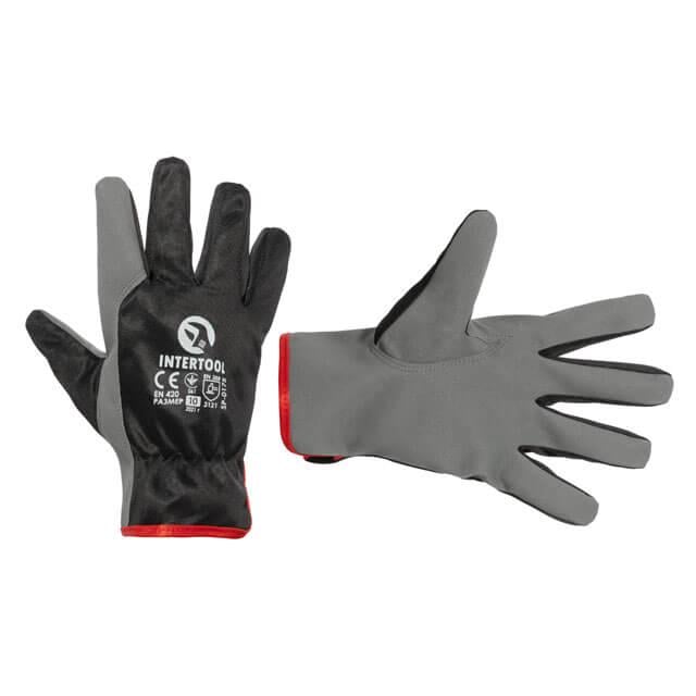 Рукавичка шкіряна комбінована Intertool 10" з високоякісної еко-шкіри і поліестерової тканини (SP-0175)