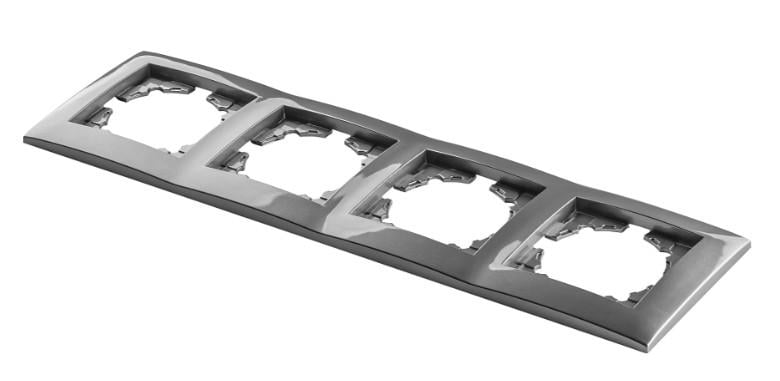 Рамка для розеток чотиримісна FI-4 Графіт