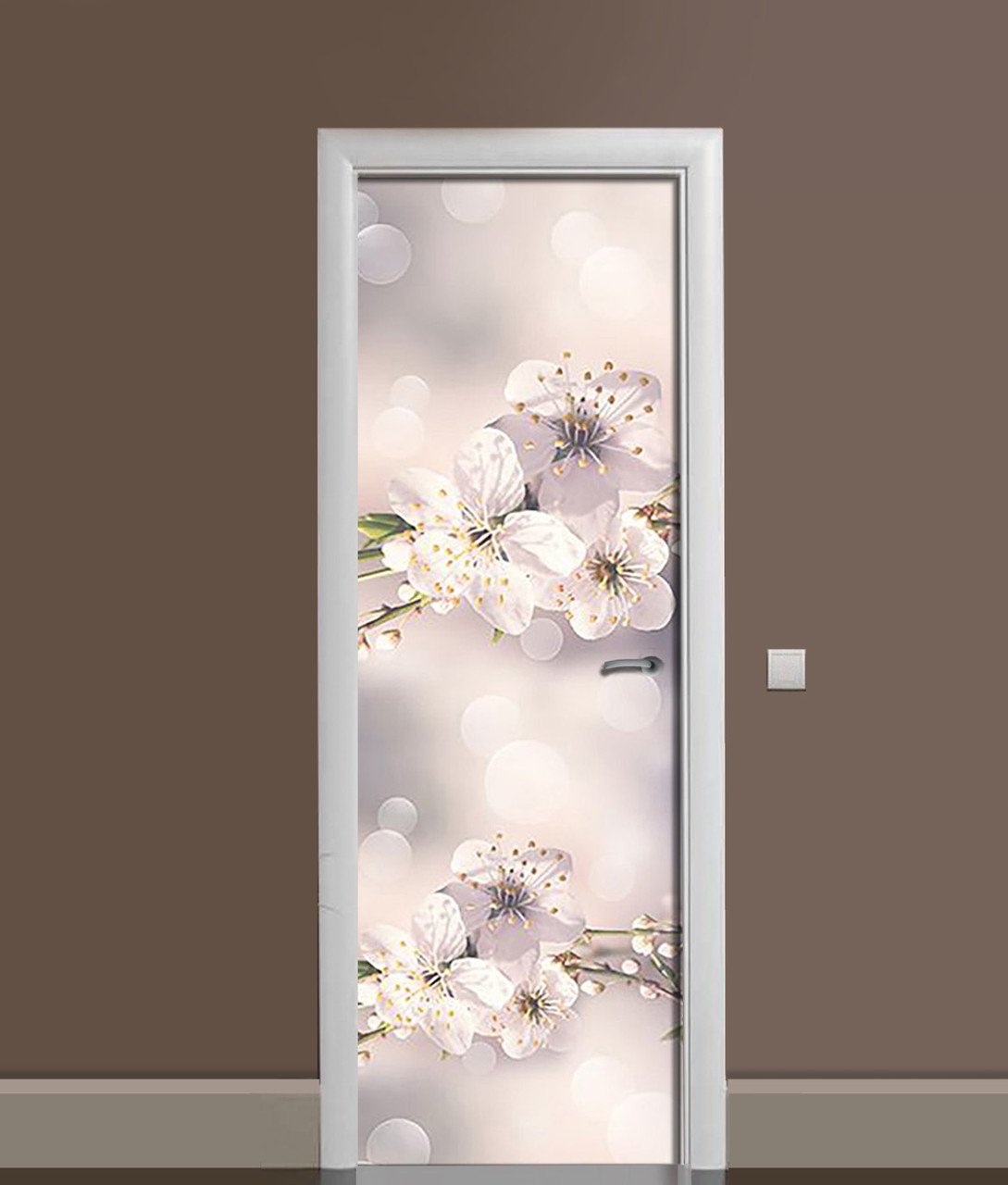 Наклейка 3D на двери Zatarga Макро цветы вишни виниловая 650х2000 мм  (1283915207)