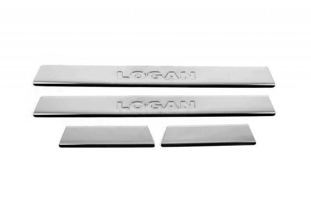 Накладки на пороги Carmos V2 Renault Logan MCV 2005-2013 гг. нержавеющая сталь 4 шт. Хром (91983)