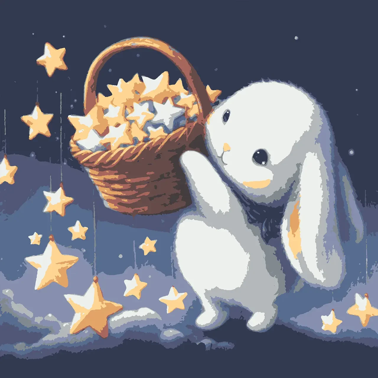 Картина за номерами Riviera Blanca "Кошик зірочок" у наборі гірлянда з підсвіткою (ГР1-029)