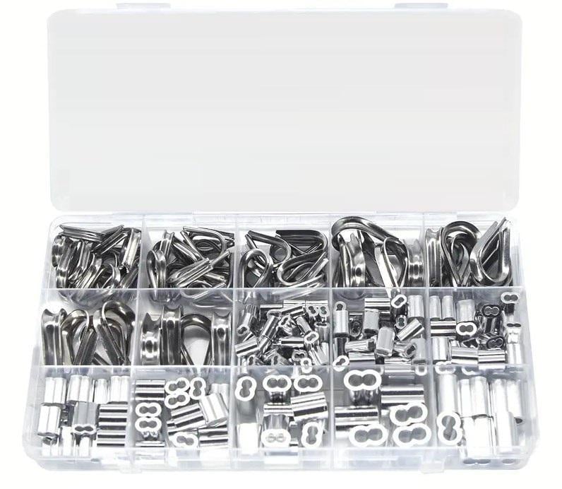 Набір затисків та коушів для троса M1.2/M1.5/M2/M2.5/M3/M4 258 шт. Spec (SP-066258) - фото 5 Набір затисків та коушів для троса M1.2/M1.5/M2/M2.5/M3/M4 258 шт. Spec (SP-066258) - фото 5