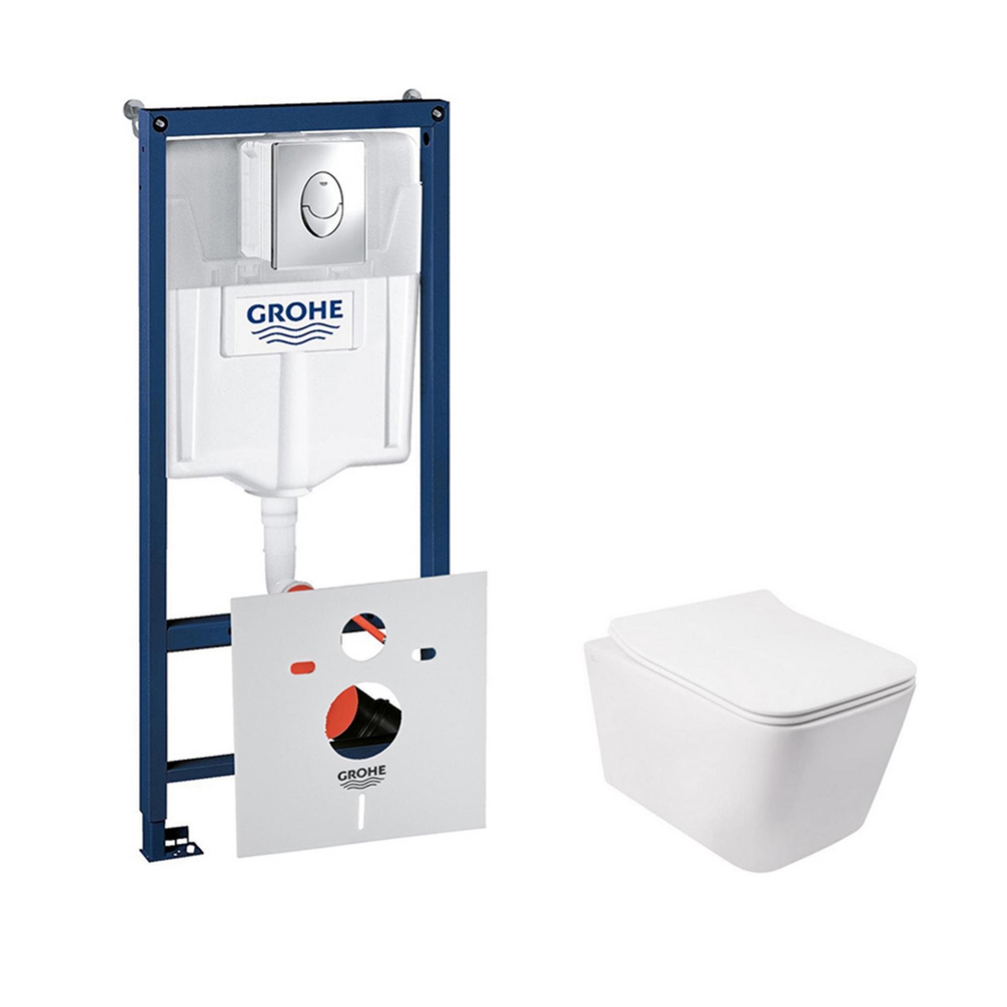 Комплект инсталляции Grohe Rapid SL 38721001QT05335170W с унитазом и кнопкой Хром (75743)