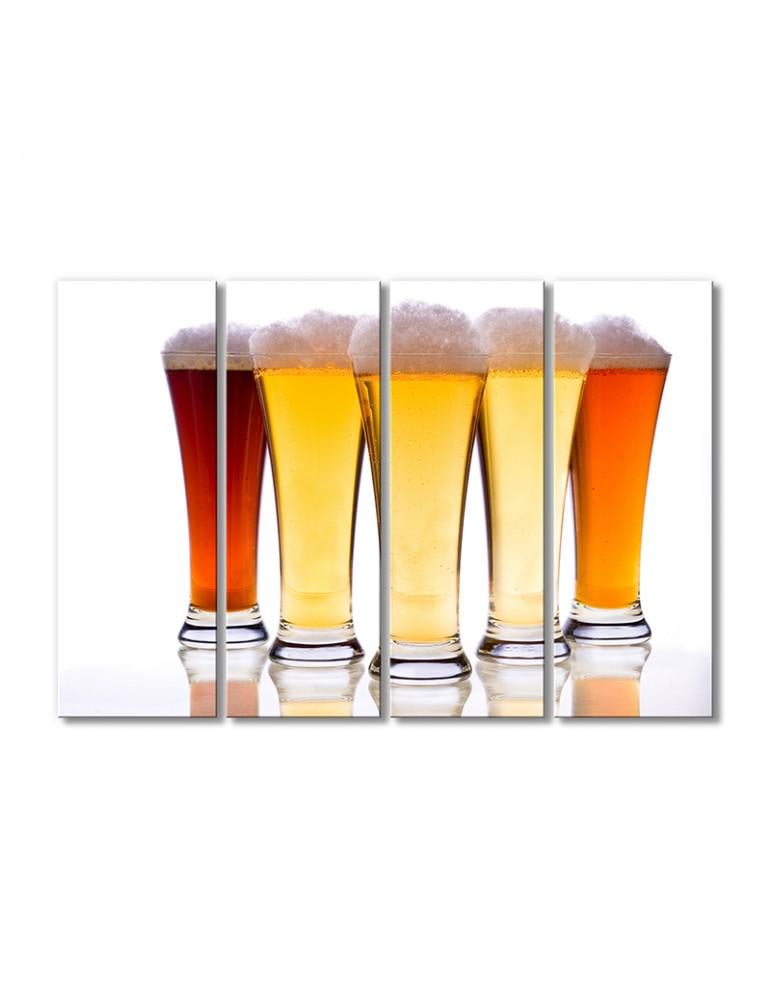 Картина модульная Пивные стаканы 4 модуля 120x180 см