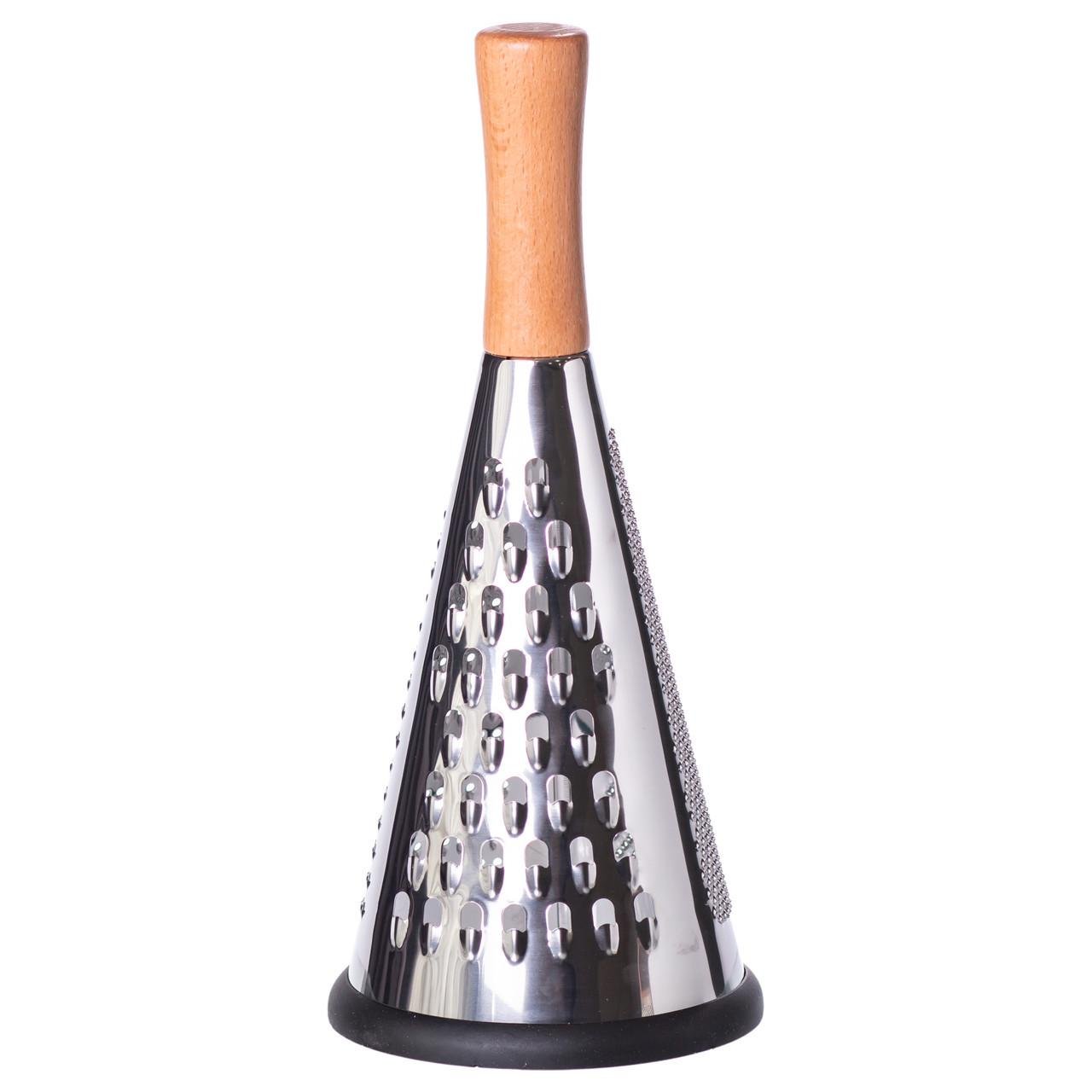 Терка конусная трехсторонняя ручная из нержавейки с деревянной ручкой HP-8-2 (A-034732)