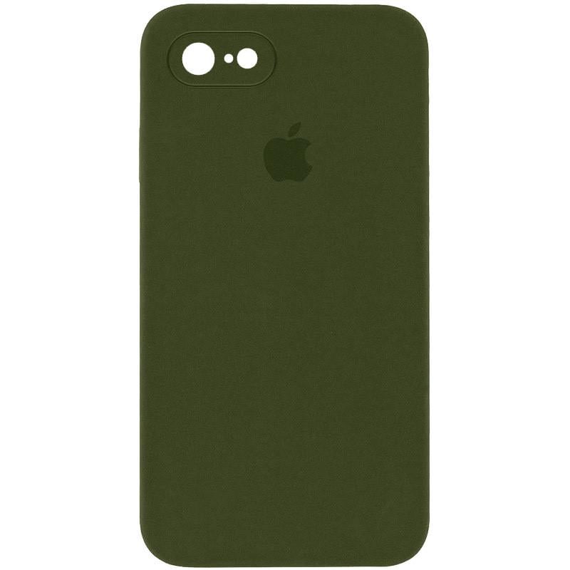 Протиударний чохол Silicone Case Square Full Camera Protective (AA) для Apple iPhone 7/8/SE (2020) (4.7") Зелений / Dark Olive