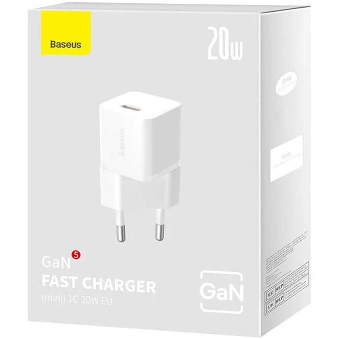 Мережевий зарядний пристрій Baseus GaN5 Fast Charger 1C 20W White - фото 5