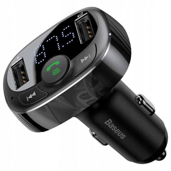 FM-трансмітер BASEUS T-typed bluetooth MP3 charger with car holder Black (CCTM-01)