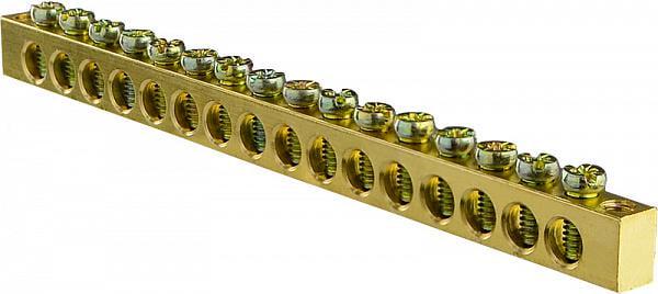 Шина нулевая АСКО-Укрем 16 отверстий крепление по краям медь 6х9 мм (A0150120069)