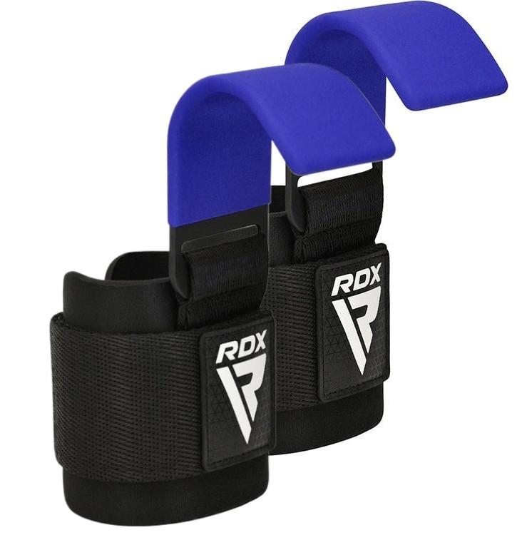 Крюки для тяги на запястье RDX W5 Gym Hook Strap Blue Plus (A-013141)