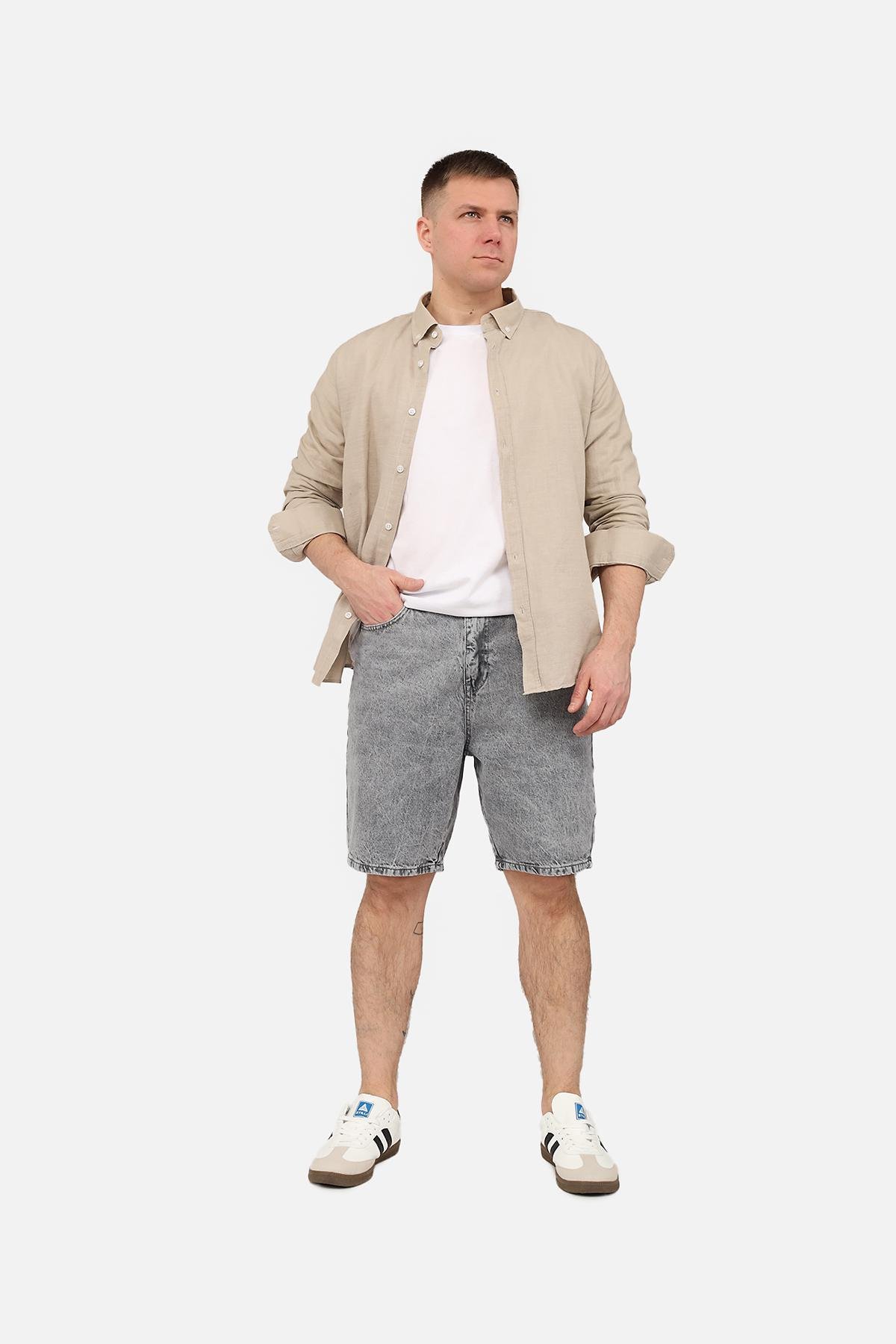 Рубашка с длинным рукавом ЦБ-00271812 мужская р. 46 Бежевый (SKT001049673)