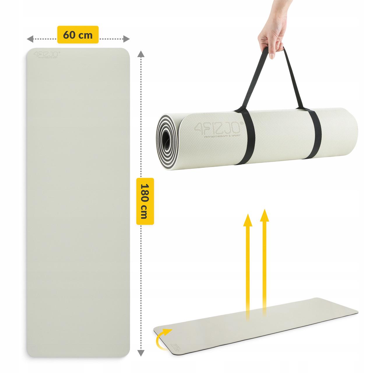Коврик спортивный 4fizjo TPE для йоги и фитнеса 180x60x0,6 см Grey/Black (P-5907739317100) - фото 10