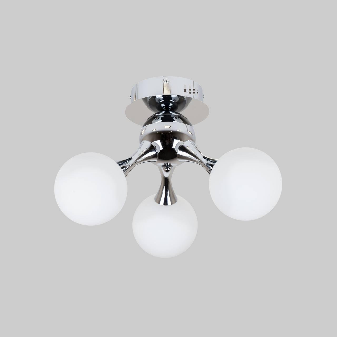 Люстра сучасна 3 плафони Срібний (52-9817-3 CR+WH)