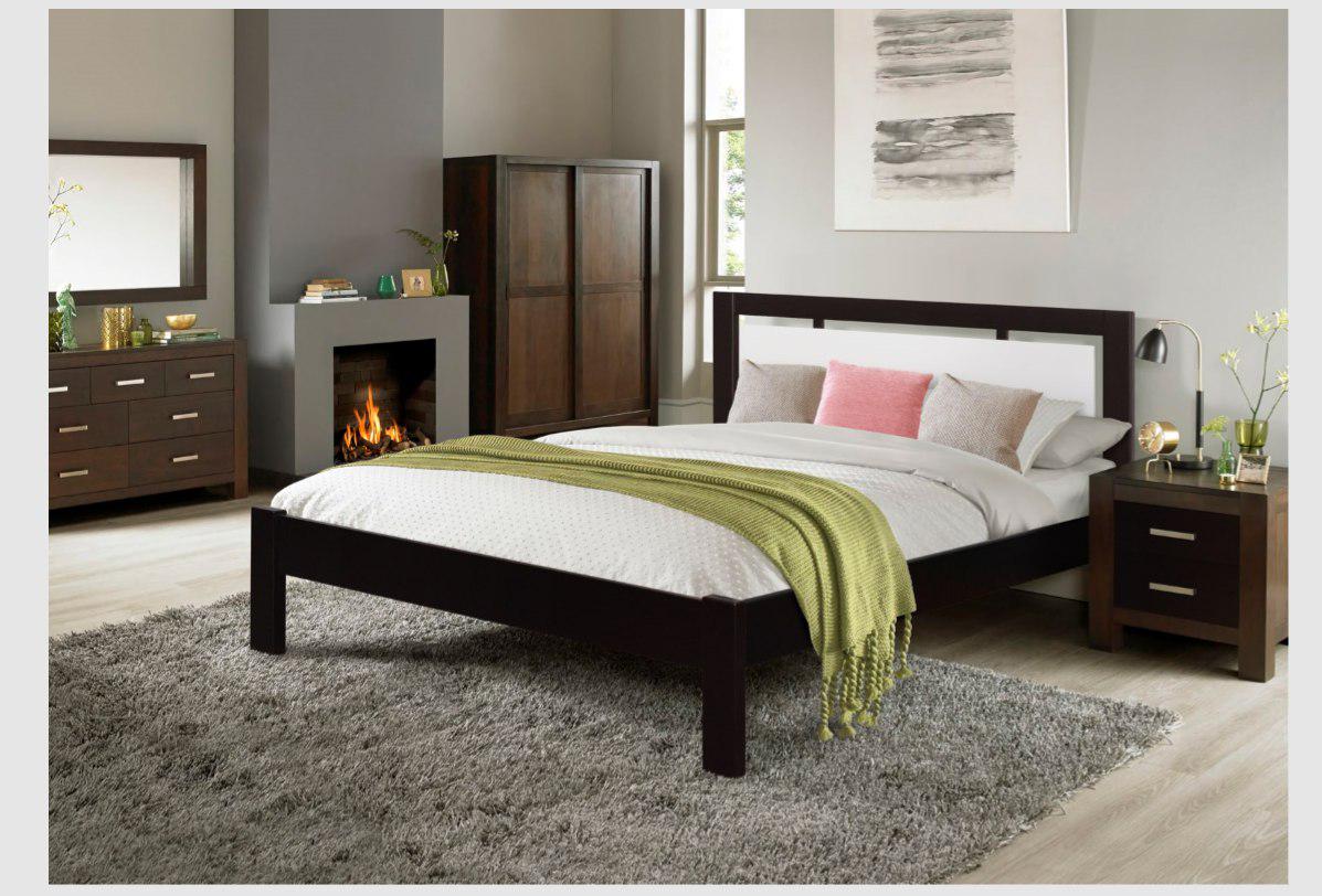 Кровать из натурального дерева Stemma Прайм 160х200 см Орех темный/Белый (34641)