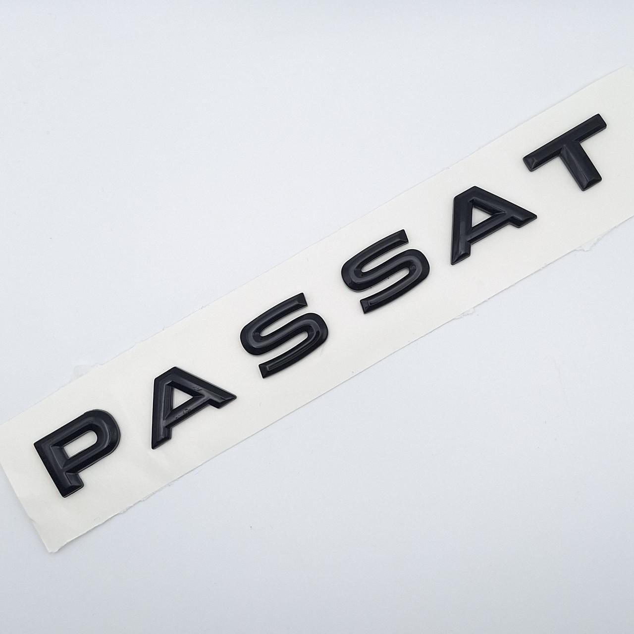 Эмблема надпись Passat Volkswagen ABS 17,5х1,7 см Черный глянцевый (2452454469)
