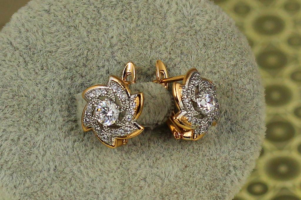 Серьги Xuping Jewelry Соник с родием 1,3 см Золотистый (2481415703)