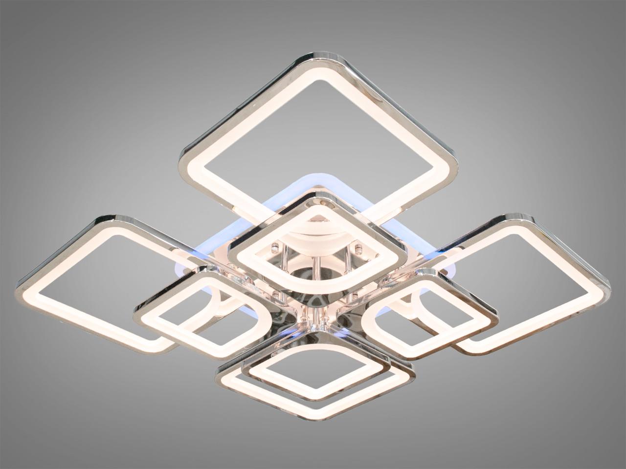 Люстра светодиодная 8060-4+4HR-LS с пультом и подсветкой 150W на 21 м2 Хром (1436485317) Люстра светодиодная 8060-4+4HR-LS с пультом и подсветкой 150W на 21 м2 Хром (1436485317)