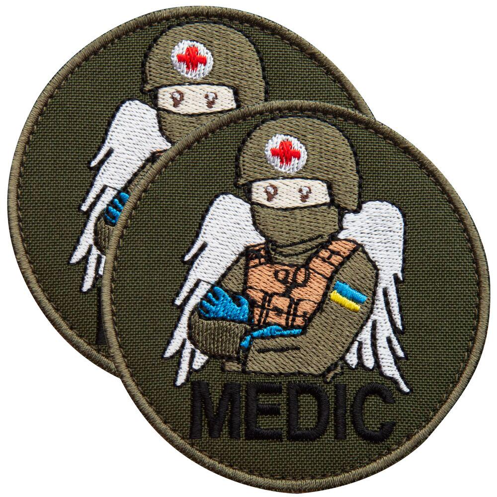 Набор шевронов на липучке MEDIC 7,5х7,5 см 2 шт. Хаки (25554)